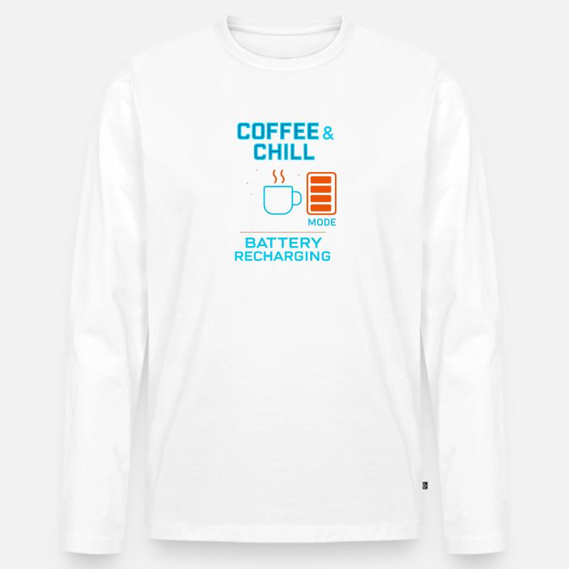 coffe and chill battery recharging - Männer Premium Bio Langarmshirt - Weiß