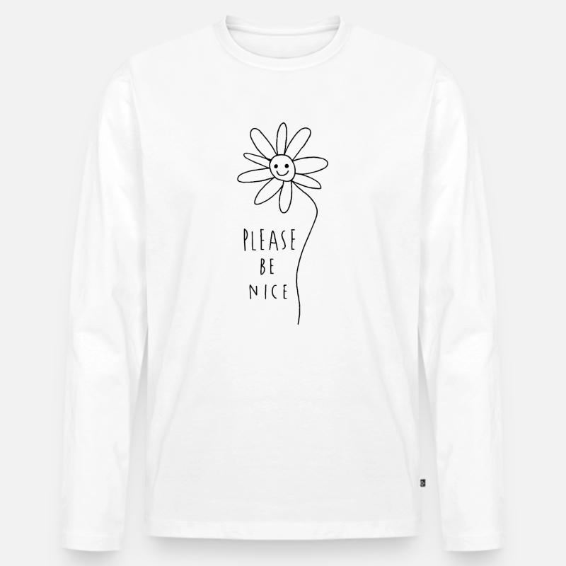 Please be nice – Friendly Minimal Statement - Men's Premium Organic Long Sleeve Shirt - white