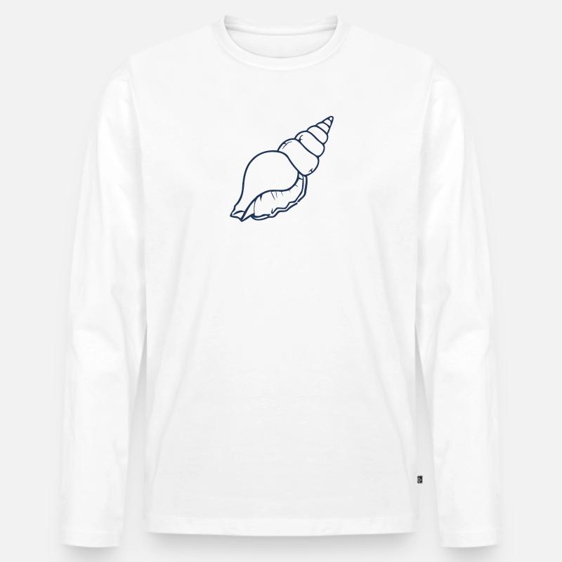 Seashell Minimal Ocean Beach Aesthetic Design - Männer Premium Bio Langarmshirt - Weiß