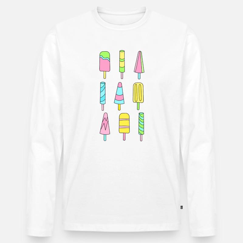 Bunte Eis am Stiel - Männer Premium Bio Langarmshirt - Weiß