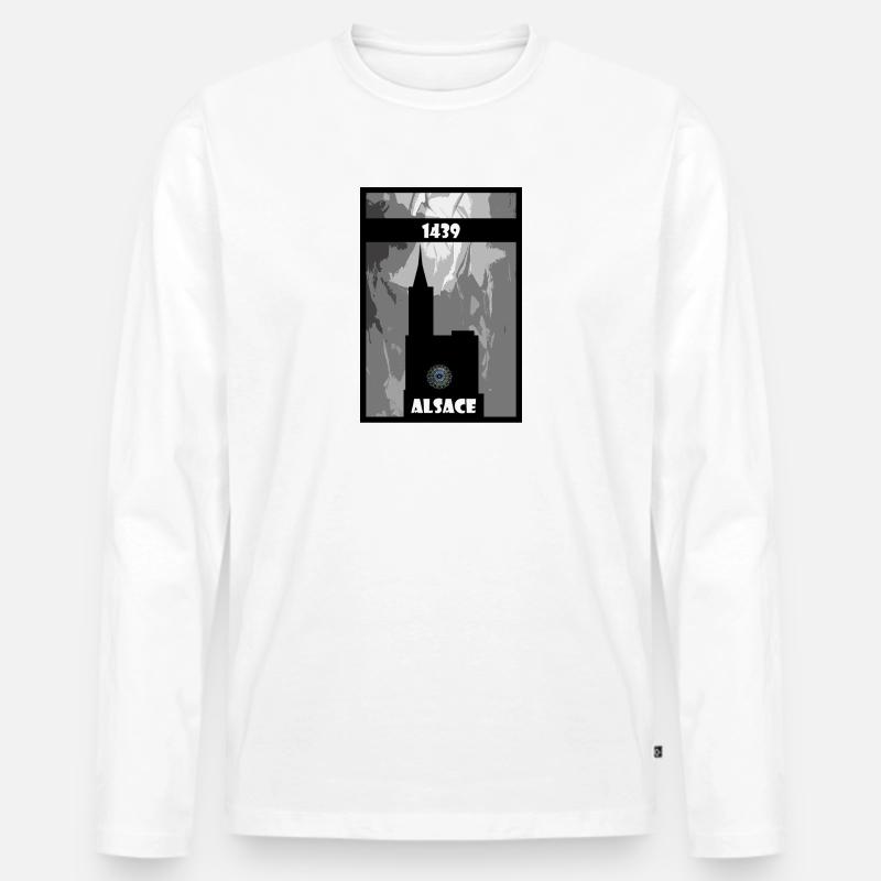 Straßburger Münster Elsass - Männer Premium Bio Langarmshirt - Weiß