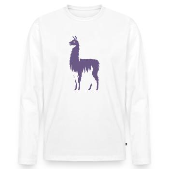 Llama Silhouette - Men's Premium Organic Long Sleeve Shirt - white - Front - Nico (187cm)