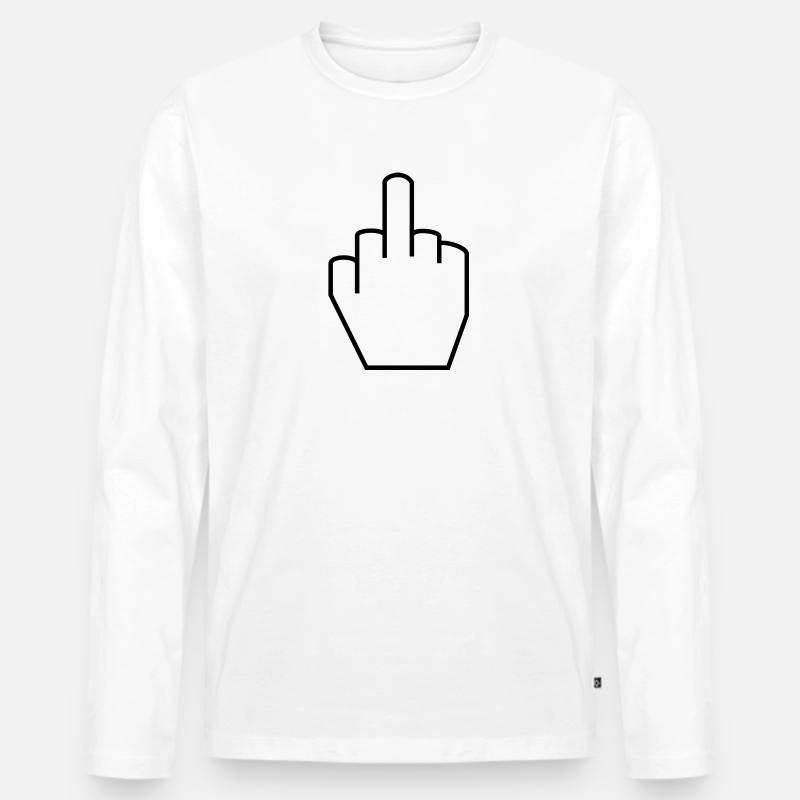 Mittelfinger - Männer Premium Bio Langarmshirt - Weiß