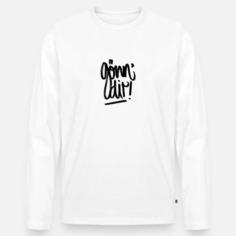 Gönn’ Dir Lettering - Männer Premium Bio Langarmshirt - Weiß