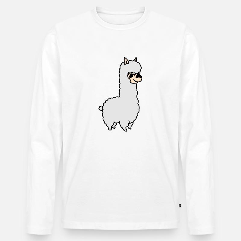 Alpaca Cool - Männer Premium Bio Langarmshirt - Weiß