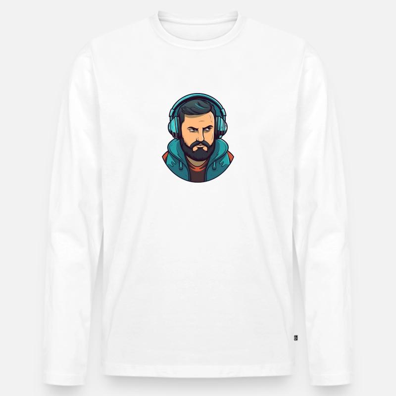 Mr Dj Nice Looking - Männer Premium Bio Langarmshirt - Weiß