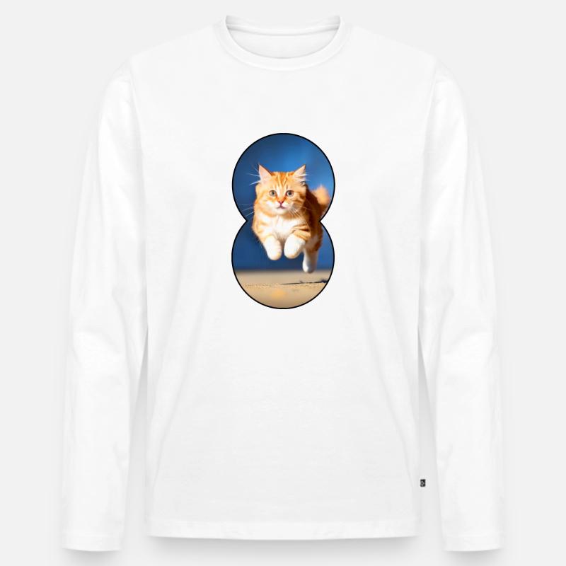 Running cat 6 - Männer Premium Bio Langarmshirt - Weiß