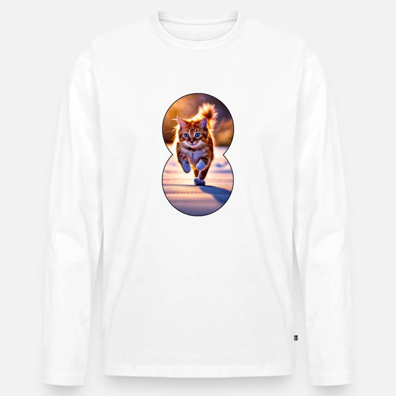 Running cat 5 - Männer Premium Bio Langarmshirt - Weiß