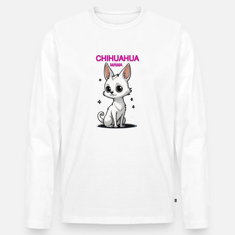 CHIHUAHUA MAMA - Männer Premium Bio Langarmshirt - Weiß