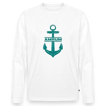 Amrum Anker Nordsee Ebbe Flut - Männer Premium Bio Langarmshirt - Weiß - Vorne - Nico (187cm)