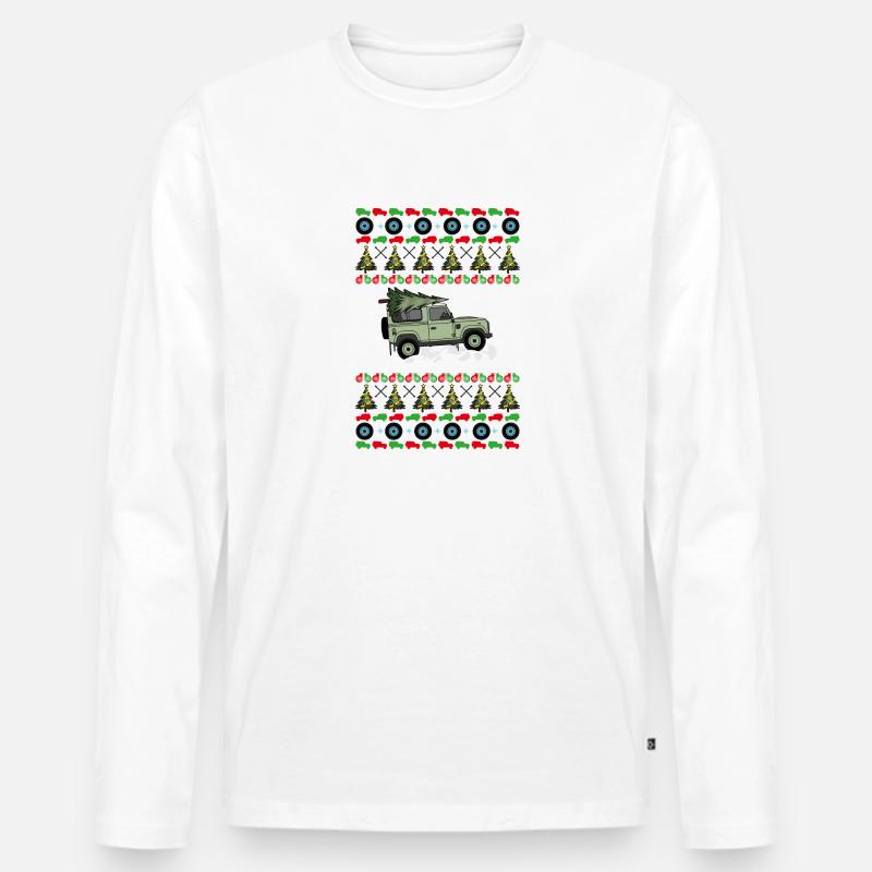 Defender - Weihnachtspullover - Männer Premium Bio Langarmshirt - Weiß