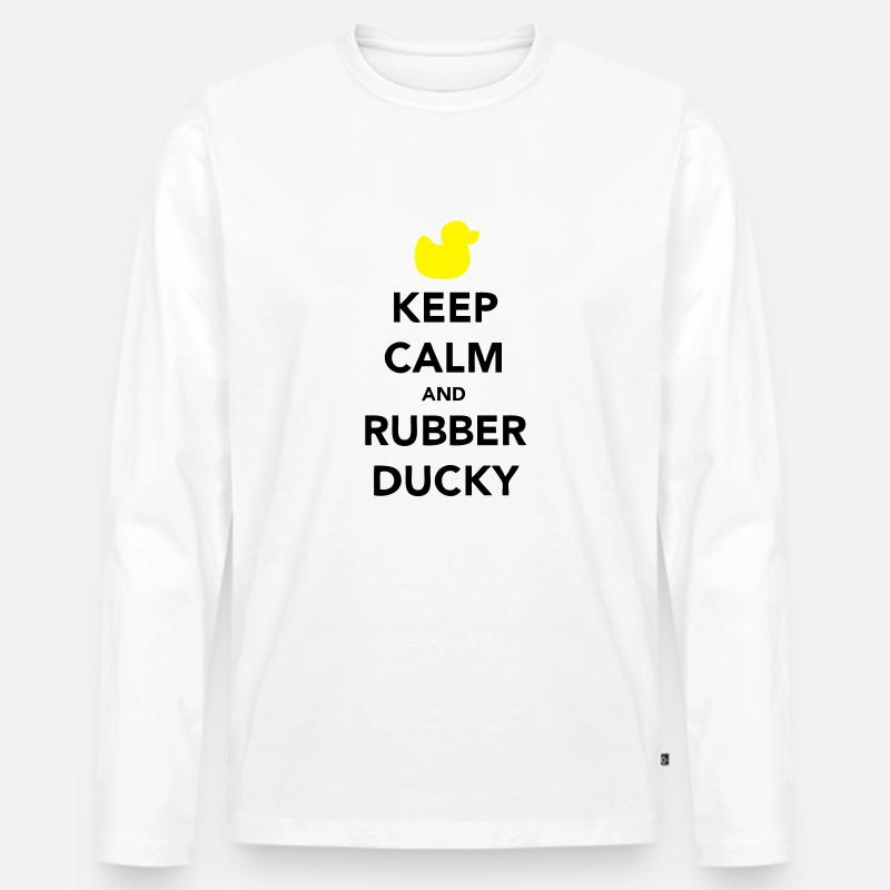 Keep Calm and Rubber Ducky - Männer Premium Bio Langarmshirt - Weiß