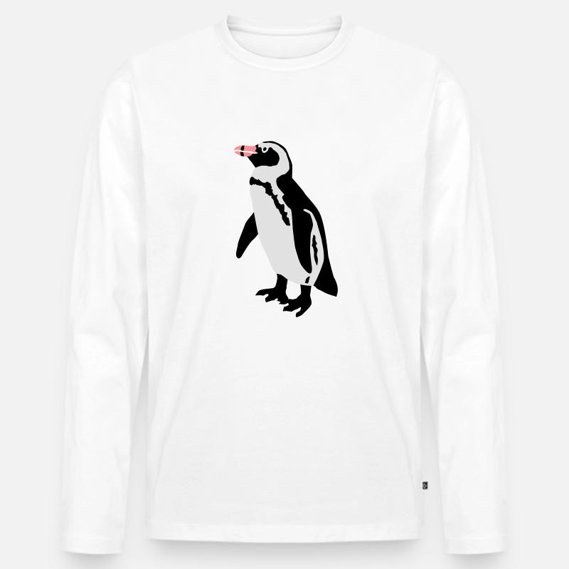 Pinguin - Männer Premium Bio Langarmshirt - Weiß