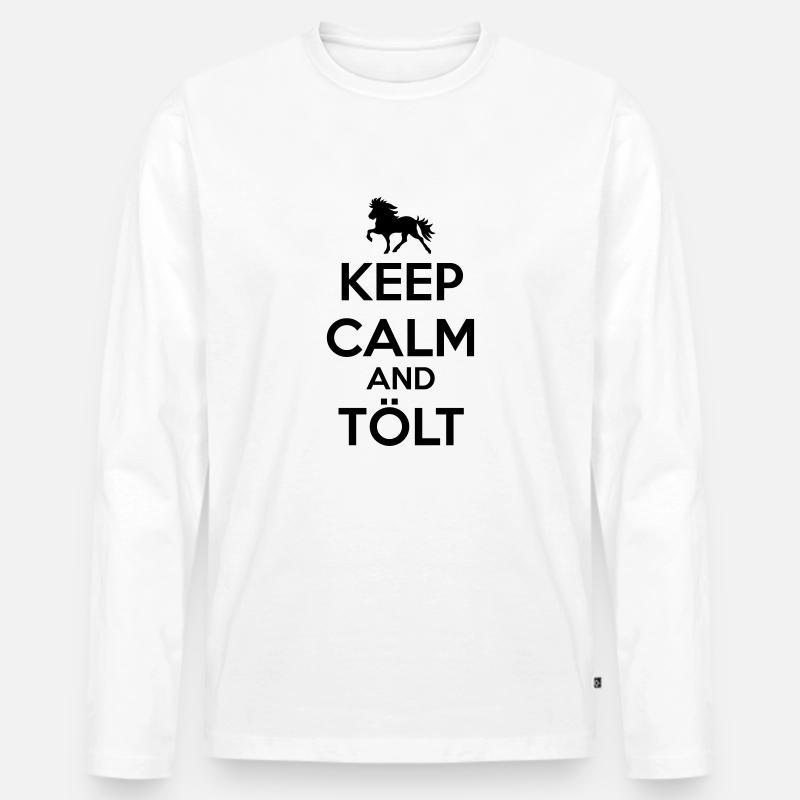 Keep Calm and Tölt - Männer Premium Bio Langarmshirt - Weiß
