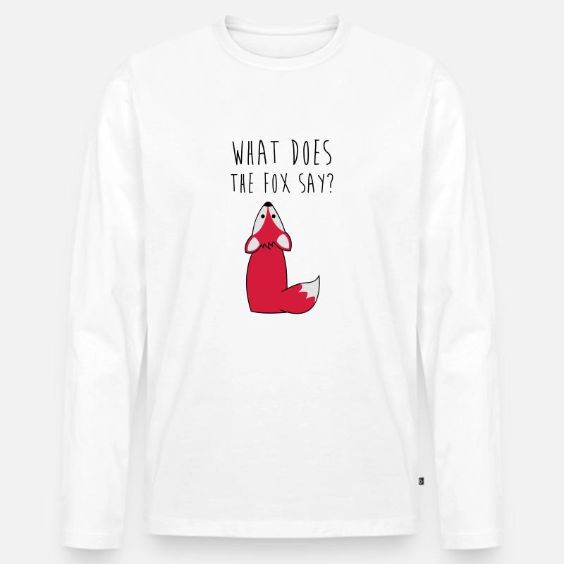 What does the fox say? - Männer Premium Bio Langarmshirt - Weiß
