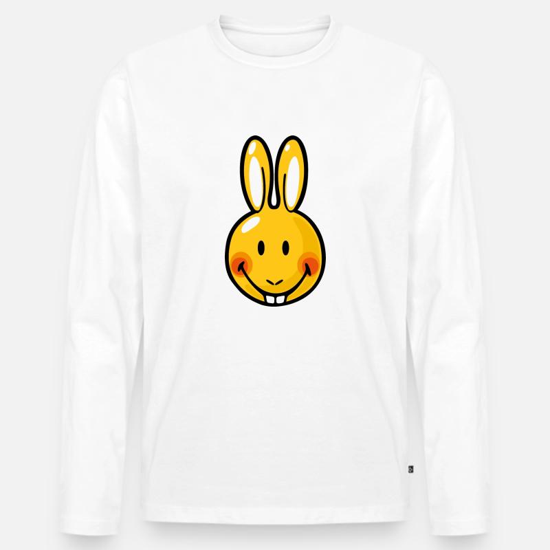 Smiley Rabbit - Männer Premium Bio Langarmshirt - Weiß
