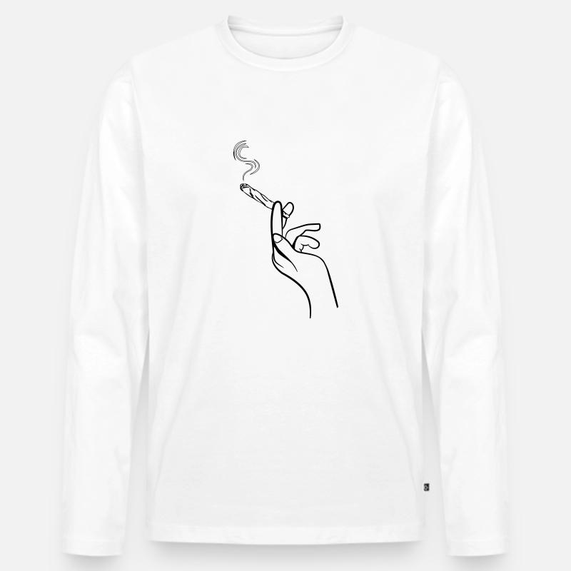kiffen joint hand - Männer Premium Bio Langarmshirt - Weiß