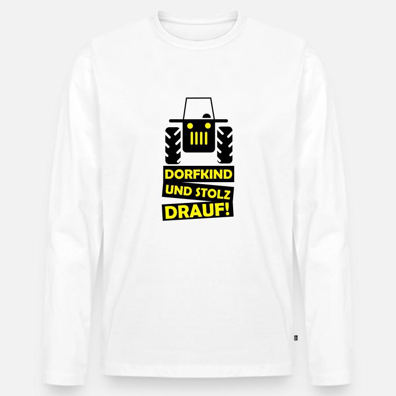 traktor_dorfkind_02 - Männer Premium Bio Langarmshirt - Weiß