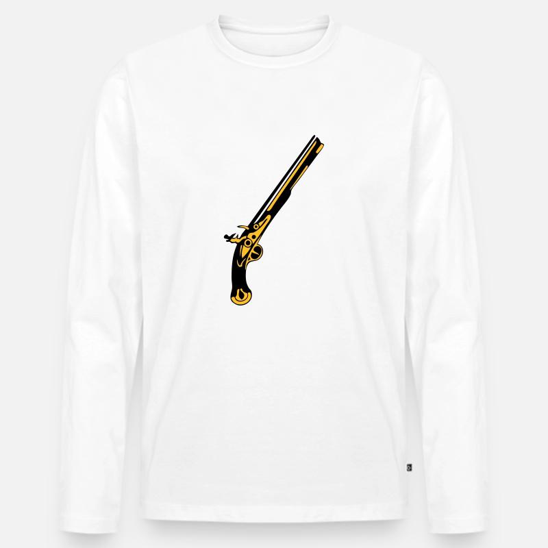 Alte Waffe Waffe Revolver - Männer Premium Bio Langarmshirt - Weiß
