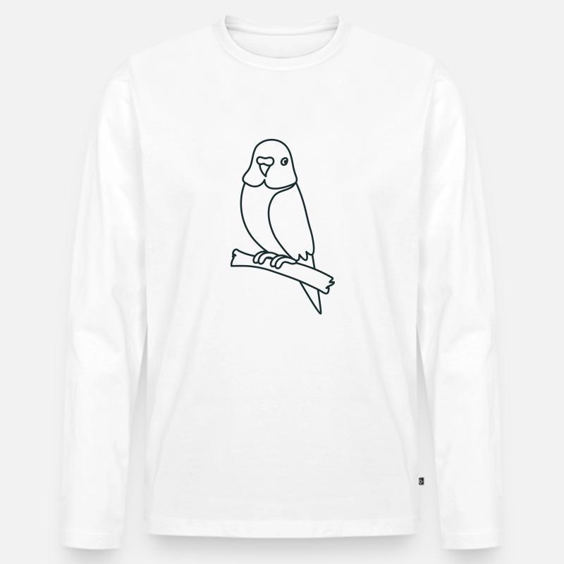 Sitzender Wellensittich - Männer Premium Bio Langarmshirt - Weiß