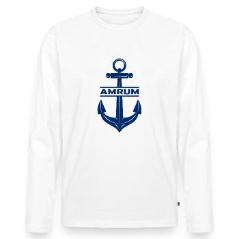 Amrum Anker Nordsee Ebbe Flut - Männer Premium Bio Langarmshirt - Weiß - Vorne - Nico (187cm)