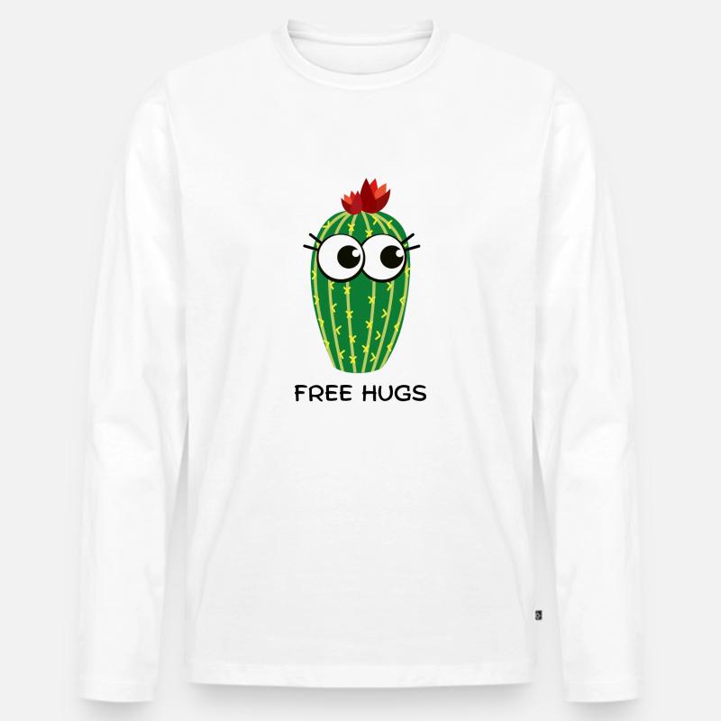 free hugs cactus - Männer Premium Bio Langarmshirt - Weiß