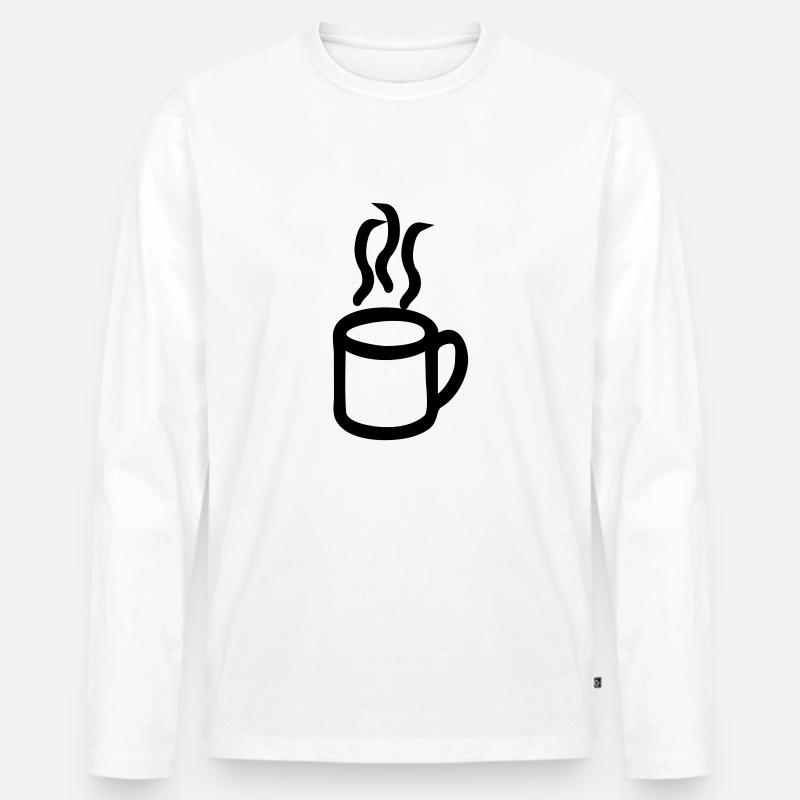 Kaffee - Männer Premium Bio Langarmshirt - Weiß