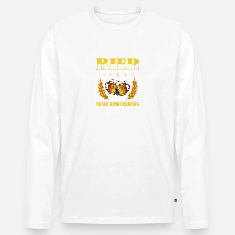 Bier - Männer Premium Bio Langarmshirt - Weiß