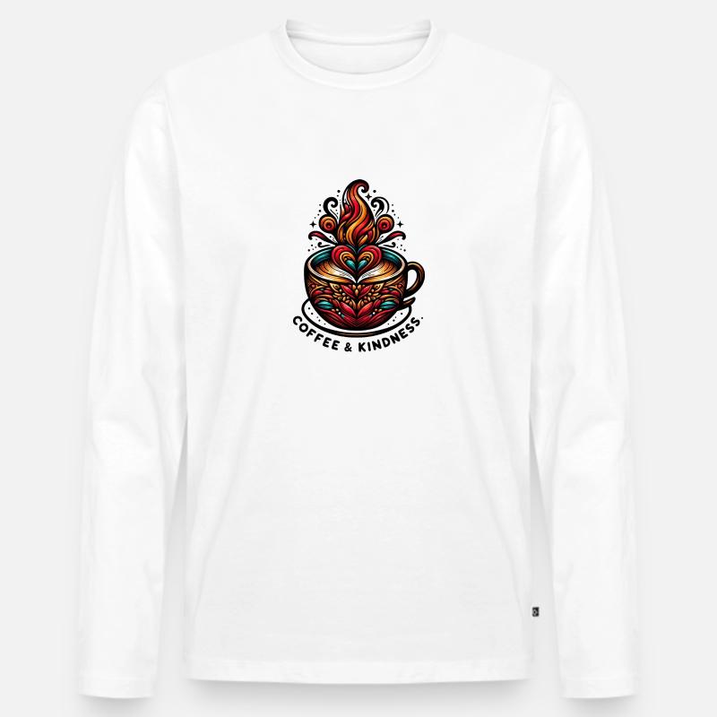 Coffee & Kindness - Männer Premium Bio Langarmshirt - Weiß