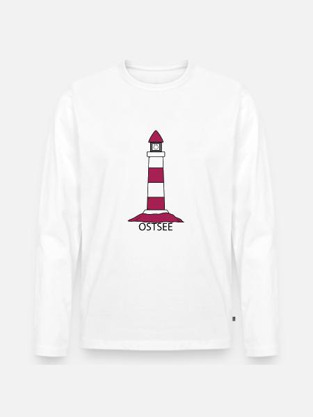 Leuchtturm Ostsee - Männer Premium Bio Langarmshirt - Weiß