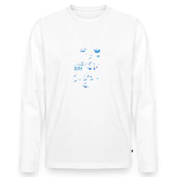liberté,troupeau d’oiseaux,paix,liberté,sourds,nuages - T-shirt manches longues Premium bio Homme - blanc - Devant - Nico (187cm)