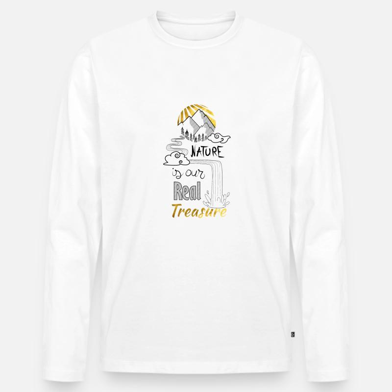 Schatz der Natur - Männer Premium Bio Langarmshirt - Weiß