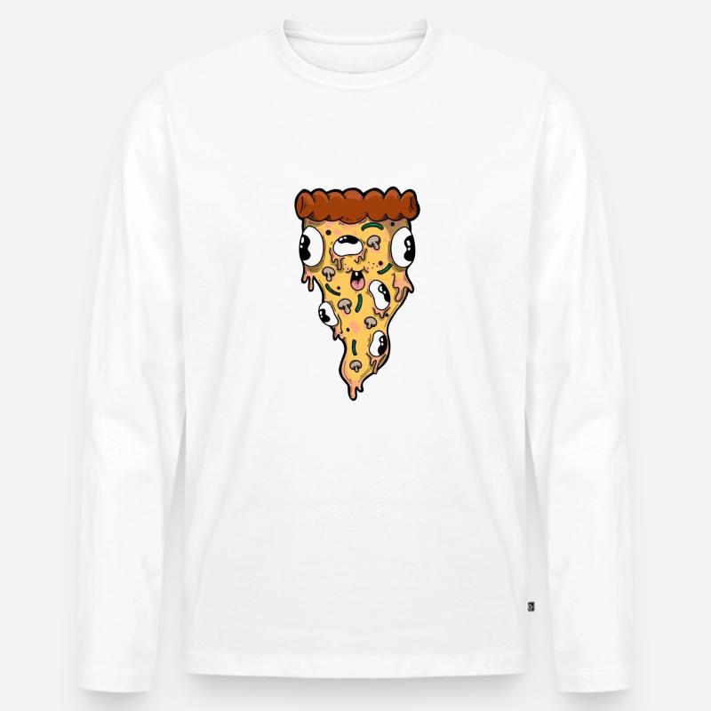 Pizza-Monster - Männer Premium Bio Langarmshirt - Weiß