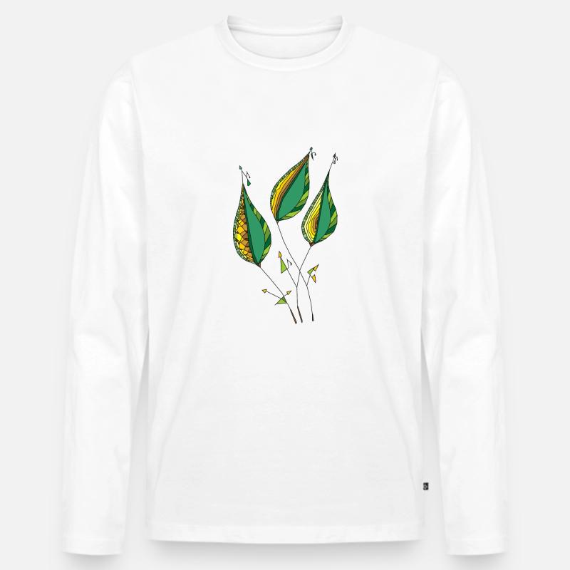 Dekorative Blätter - Männer Premium Bio Langarmshirt - Weiß