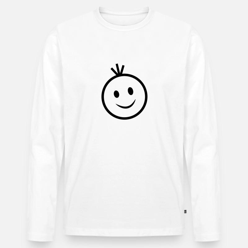 happy face - Männer Premium Bio Langarmshirt - Weiß
