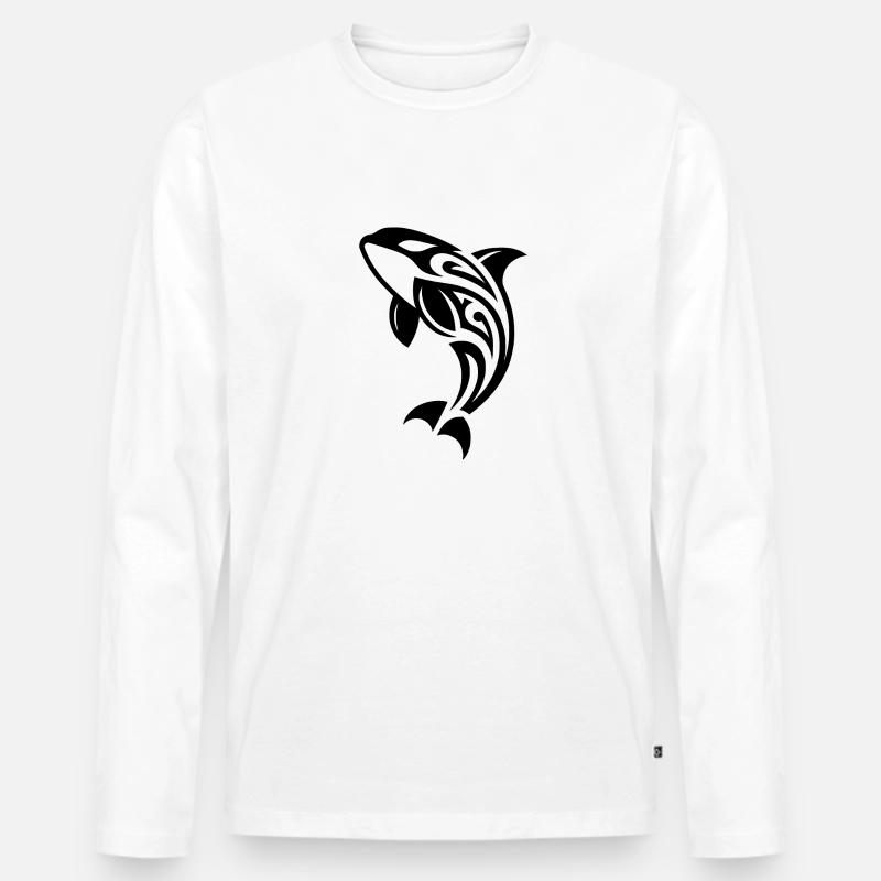 Springender Orca Tattoo Style - Männer Premium Bio Langarmshirt - Weiß