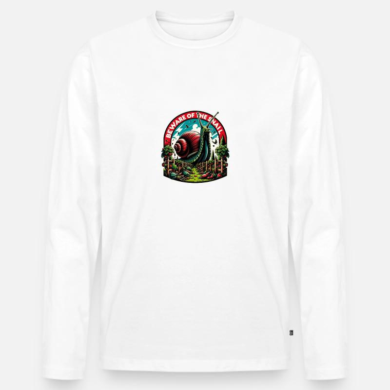 Riesenschnecke Schneckendesaster Gartenschnecke - Männer Premium Bio Langarmshirt - Weiß
