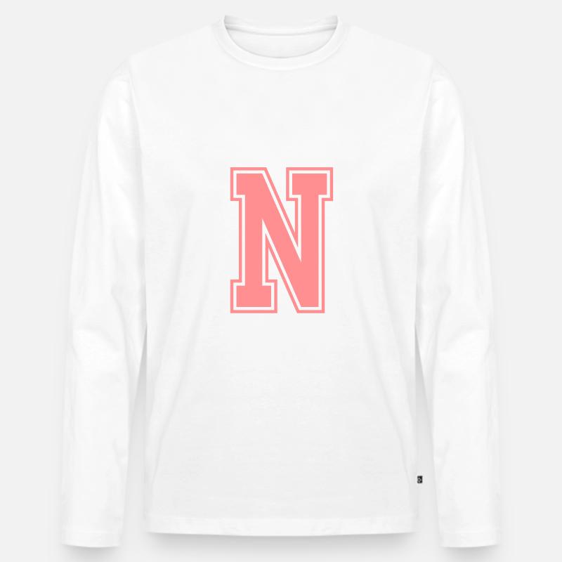 Buchstabe N - Männer Premium Bio Langarmshirt - Weiß