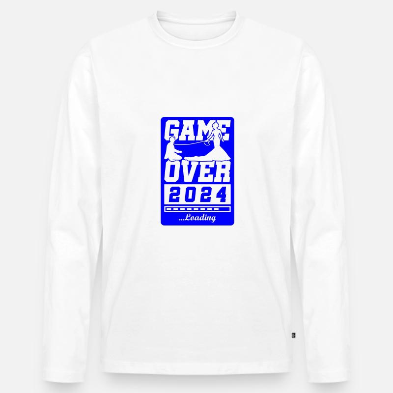 Hochzeit Loading 2024 Game Over - Männer Premium Bio Langarmshirt - Weiß