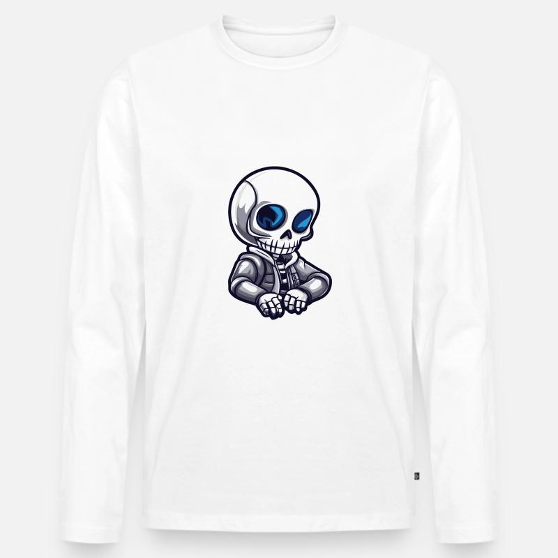 Skelett Halloween - Männer Premium Bio Langarmshirt - Weiß