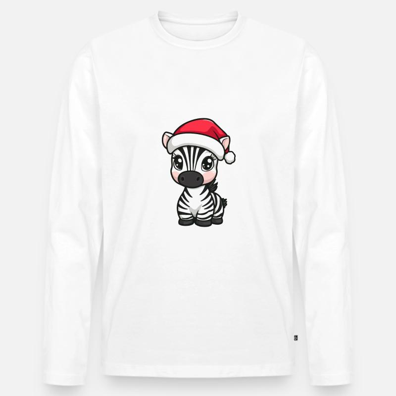 Zebra Weihnachten Niedlich - Männer Premium Bio Langarmshirt - Weiß