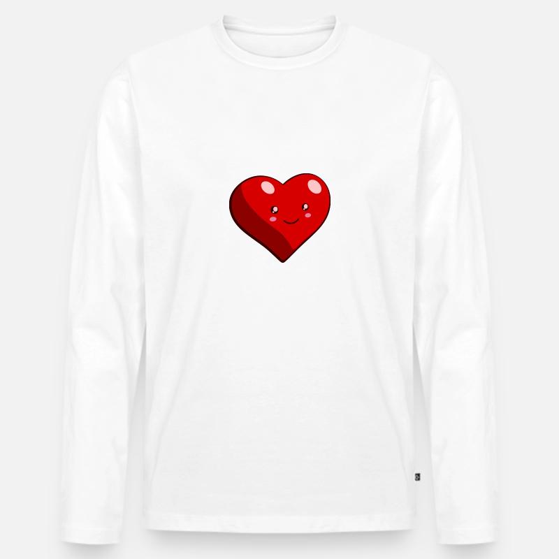 Heart - Männer Premium Bio Langarmshirt - Weiß