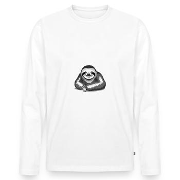 Sloth Relax - Men's Premium Organic Long Sleeve Shirt - white - Front - Nico (187cm)