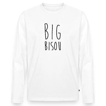 Big bisou - T-shirt manches longues Premium bio Homme - blanc - Devant - Nico (187cm)