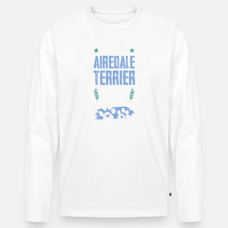 airedale terrierhunde papa - Männer Premium Bio Langarmshirt - Weiß