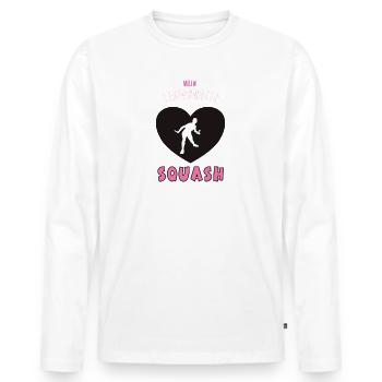 Squash Squasher Spielerin Squashspielerin Spieler - Männer Premium Bio Langarmshirt - Weiß - Vorne - Nico (187cm)