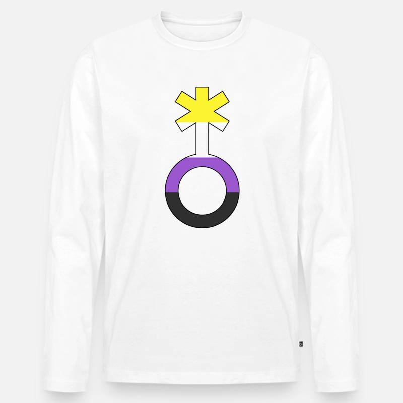 Non-binary symbol non-binary non-binary gender - Men's Premium Organic Long Sleeve Shirt - white