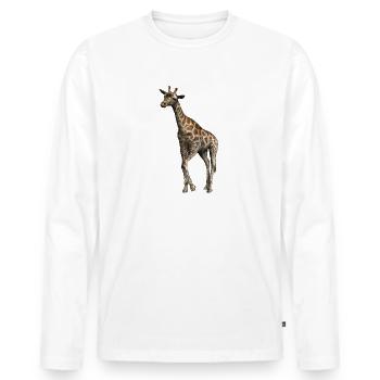 giraffe - Men's Premium Organic Long Sleeve Shirt - white - Front - Nico (187cm)