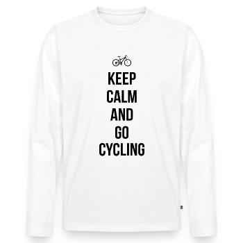 Behalten Sie Ruhe und fahren Sie mit dem Radfahren - Männer Premium Bio Langarmshirt - Weiß - Vorne - Nico (187cm)