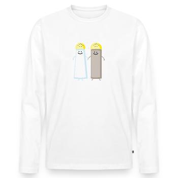 Pfeffer und Salz - Männer Premium Bio Langarmshirt - Weiß - Vorne - Nico (187cm)